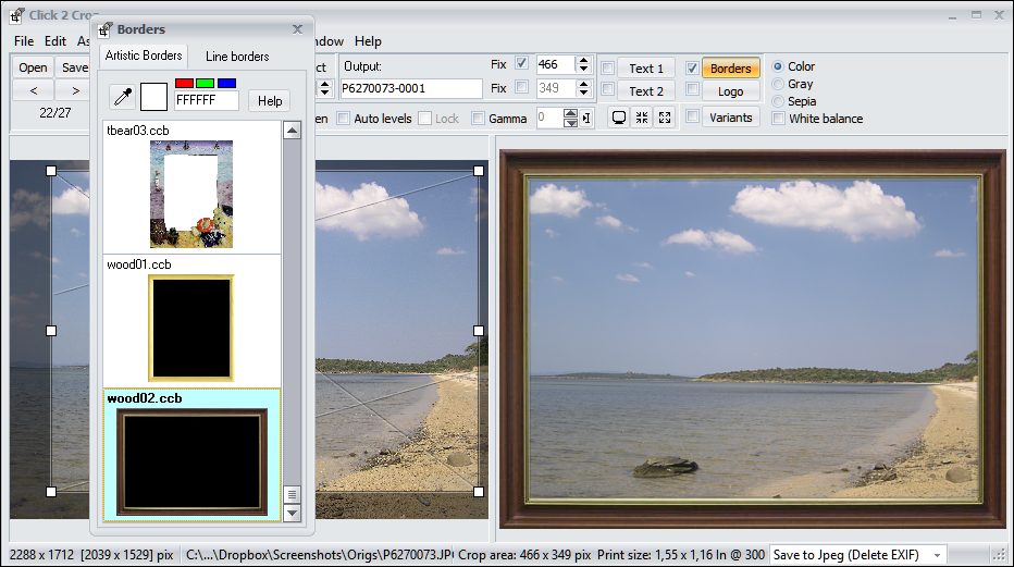 Click 2 Crop - Picture with added frame border.