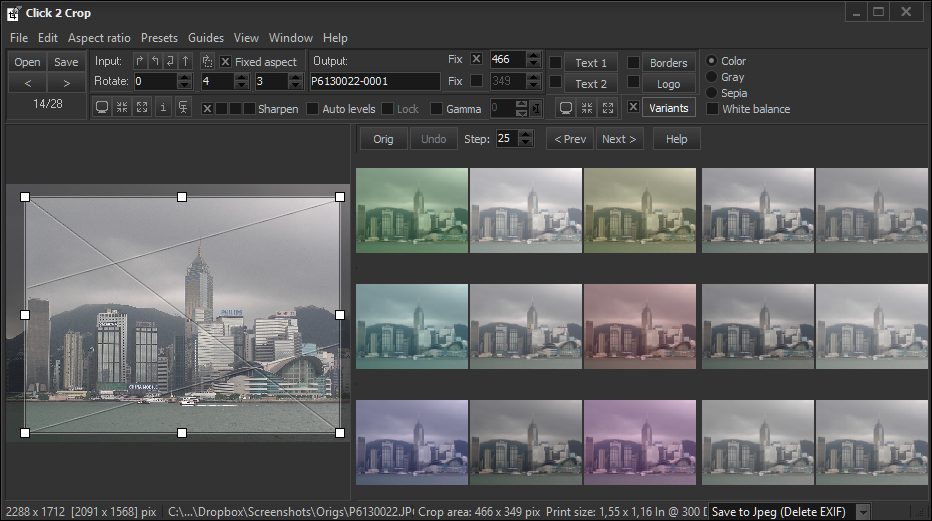 Click 2 Crop - Variants correction mode.