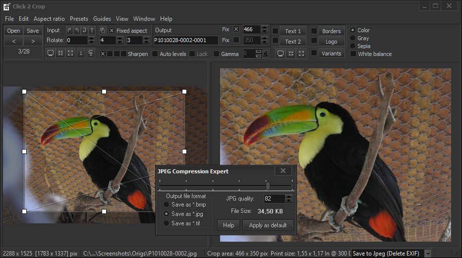 Click 2 Crop - Jpeg Compression Expert.
