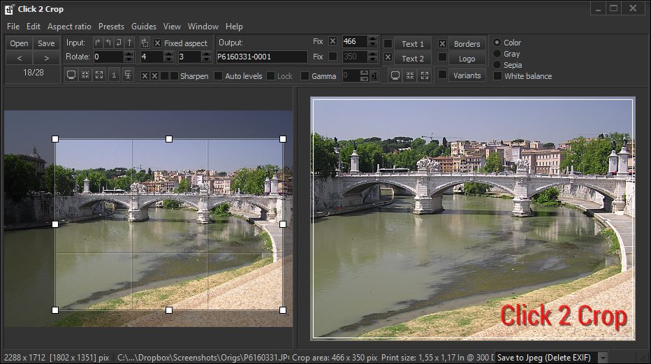 Click 2 Crop - Sharpening at level 2.